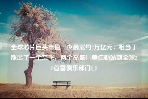 全球芯片巨头市值一夜暴涨约2万亿元，相当于涨出了一个奈飞，两个高盛！黄仁勋站到全球20首富俱乐部门口